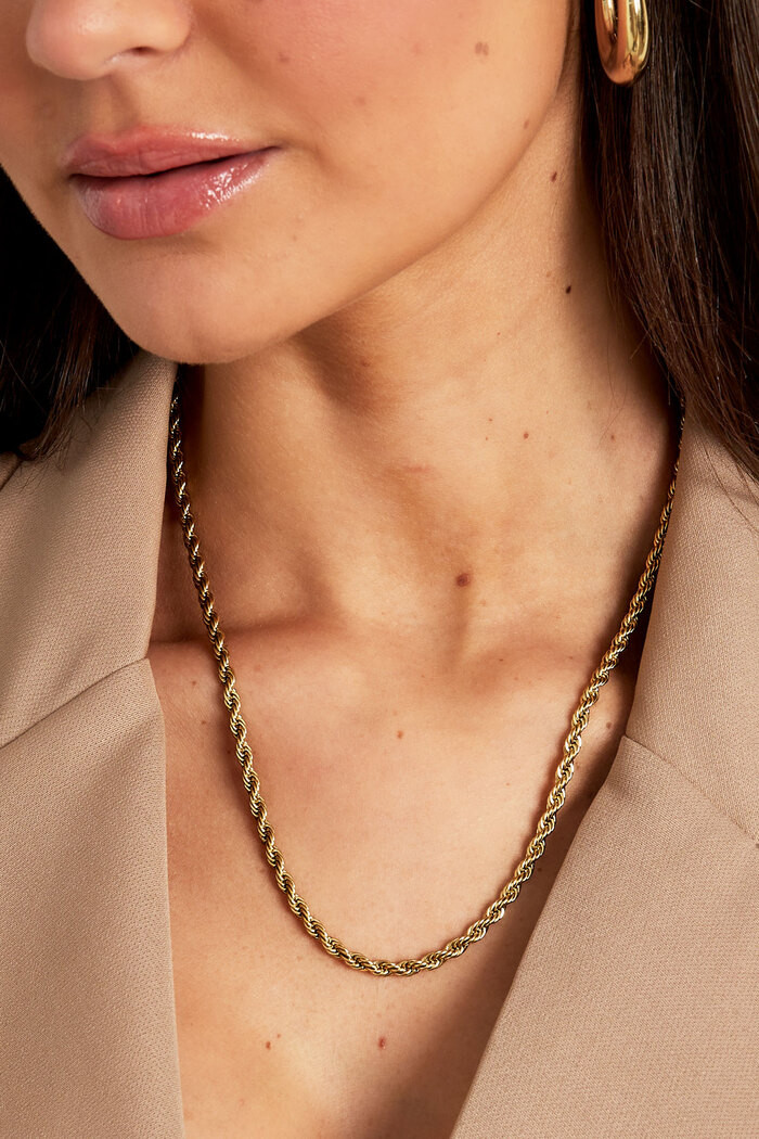 Collar unisex retorcido 50cm - dorado-4.0MM Imagen3